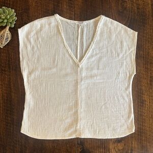 MONTE | 100% Cotton Gauze V-neck Top, Size M